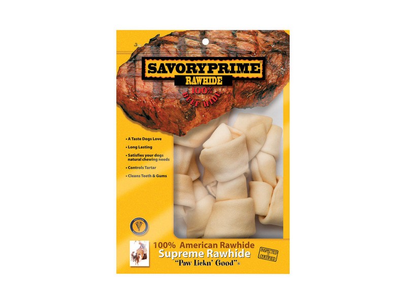 Savory Prime Supreme Medium Adult Knotted Bone Rawhide 6-7 in. L 6 pk