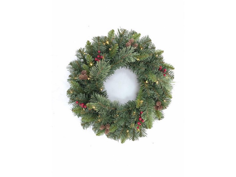 Celebrations 24 in. D LED Prelit Multicolored Mixed Pine Wreath