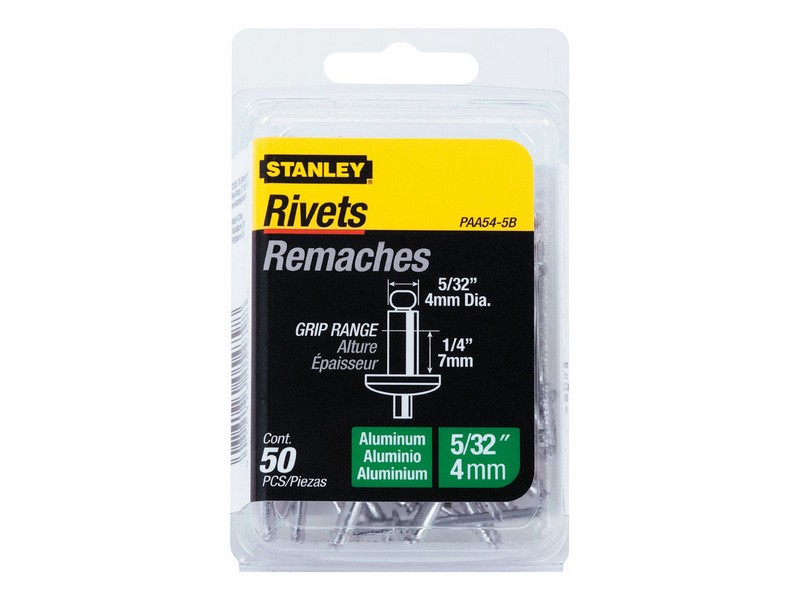Stanley 5/32 in. D X 1/4 in. Aluminum Blind Rivets Silver 50 pk