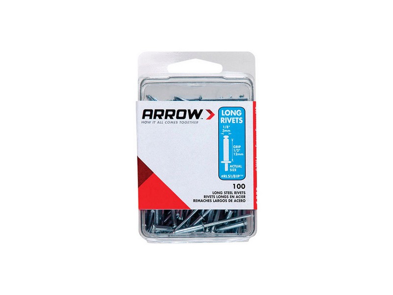 Arrow 1/8 in. D X 1/2 in. Steel Rivets Silver 100 pk