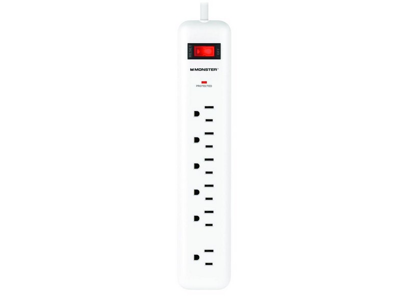 Monster Just Power It Up 4 ft. L 6 outlets Power Strip w/Surge Protection White
