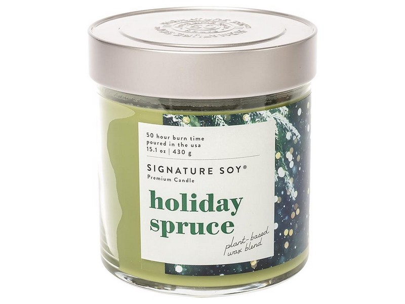 Signature Soy Green Holiday Spruce Scent Candle 15.1 oz