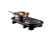Brentwood 1500W Electric Double Burner Black