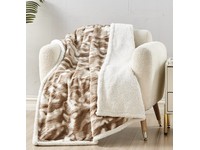 Alaska Fur Sherpa Throw Blanket 50"x60" Taupe