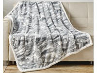 Alaska Fur Sherpa Throw Blanket 50"x60" Grey
