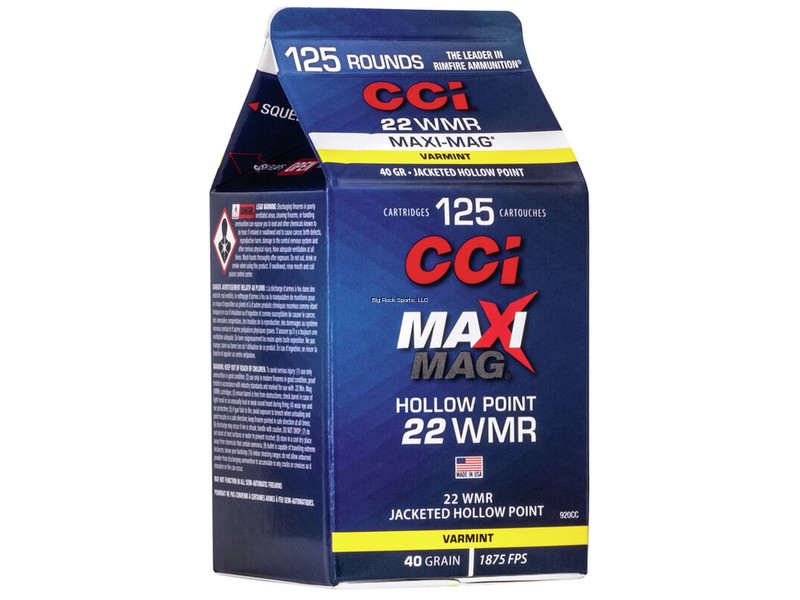 CCI 22WMR Hollow Point Pour Pack 125 round