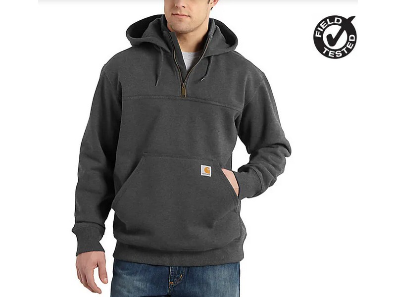 Rain Defender Loose Fit HeavyWeight 1/4 Zip Hoodie Heather Grey