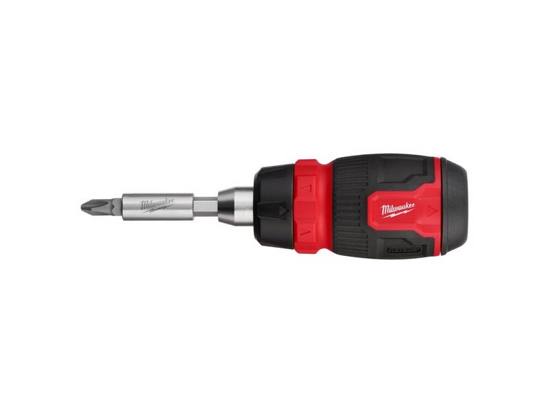 Milwaukee Hex Shank 8-in-1 Ratcheting Compact Multi-Bit Screwdriver 5.43 in.