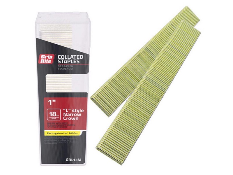 Grip-Rite 1/4 in. W X 1 in. L L-Style 18 Ga. Narrow Crown Staples 1000 pk