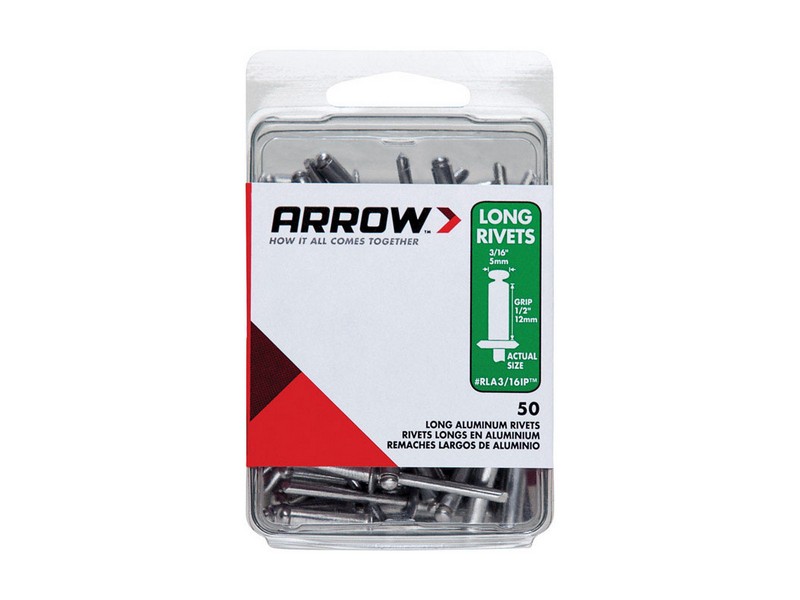 Arrow 3/16 in. D X 1/2 in. Aluminum Long Rivets Silver 50 pk