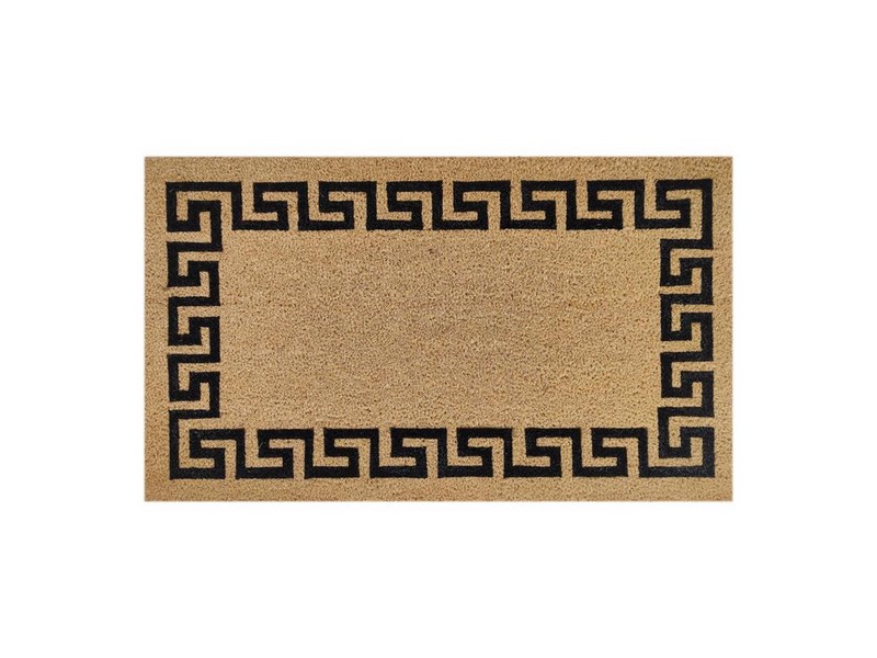 First Concept 18 in. W X 30 in. L Black/Brown Greek Key Border Coir Door