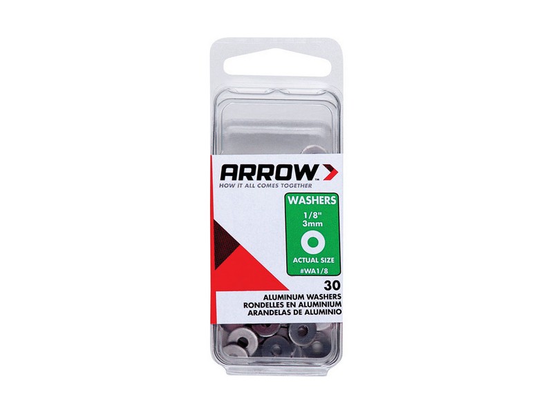 Arrow 1/8 in. D Aluminum Flat Washers Silver 30 pk