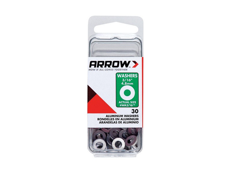 Arrow 3/16 in. D Aluminum Flat Washers Silver 30 pk