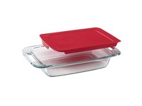 Pyrex Easy Grab 8 in. W X 14 in. L Baking Dish Clear/Red 1 pc