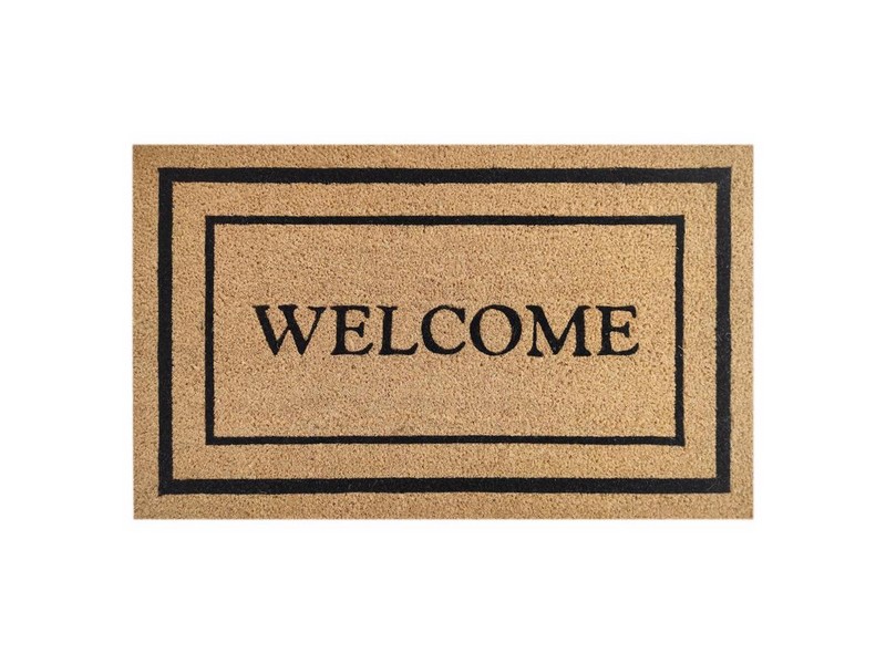 First Concept 18 in. W X 30 in. L Black/Brown Welcome Coir Door Mat