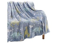 Glow in the Dark Blue Dino Throw Blanket 50"x60"