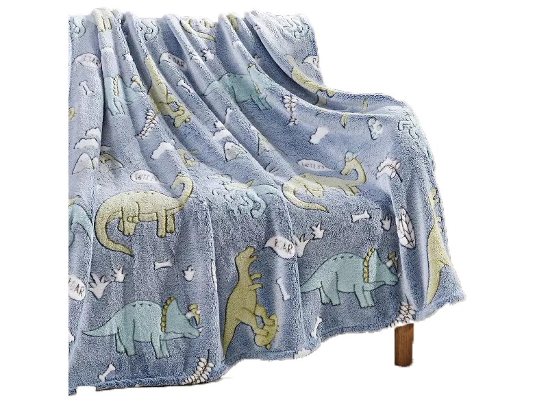 Glow in the Dark Blue Dino Throw Blanket 50"x60"