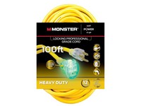 Monster Just Power It Up Outdoor 100 ft. L Yellow Extension Cord 12/3 SJTW