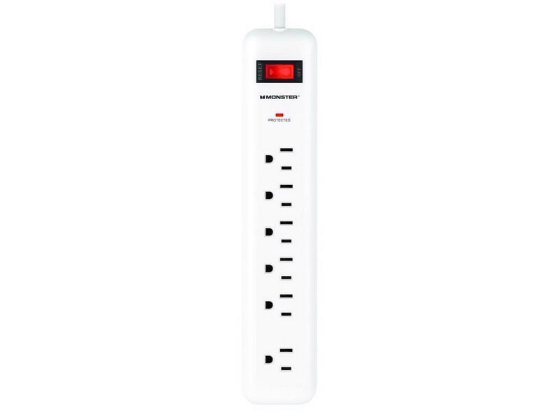 Monster Just Power It Up 15 ft. L 6 outlets Power Strip w/Surge Protection White