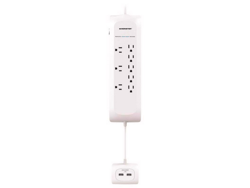 Monster Just Power It Up 4 ft. L 8 outlets Power Strip w/Surge Protection White