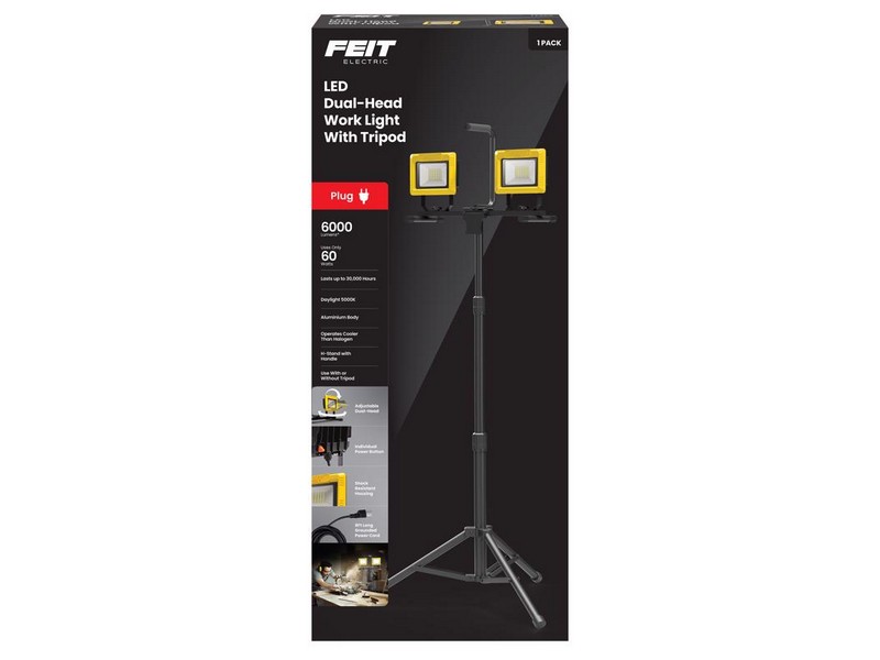 Feit Electric Pro Series 6000 lm LED Dual Power Tripod Work Light