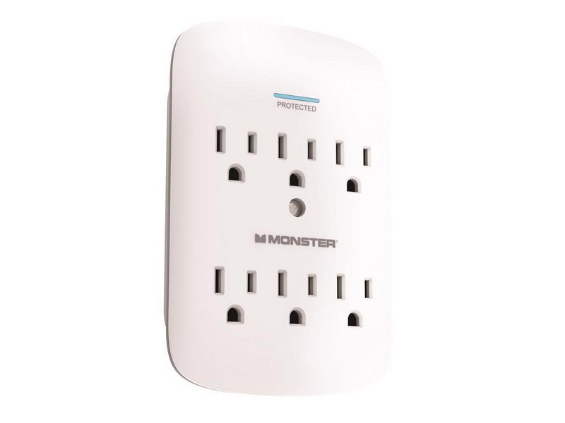 Monster Just Power it Up 0 ft. L 6 outlets Wall Tap Surge Protector White