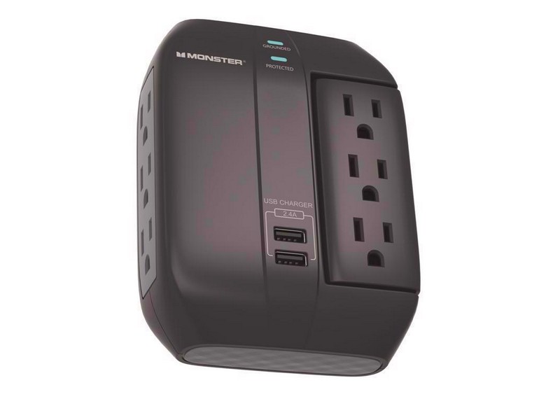 Monster Just Power it Up 0 ft. L 6 outlets Wall Tap Surge Protector w/USB