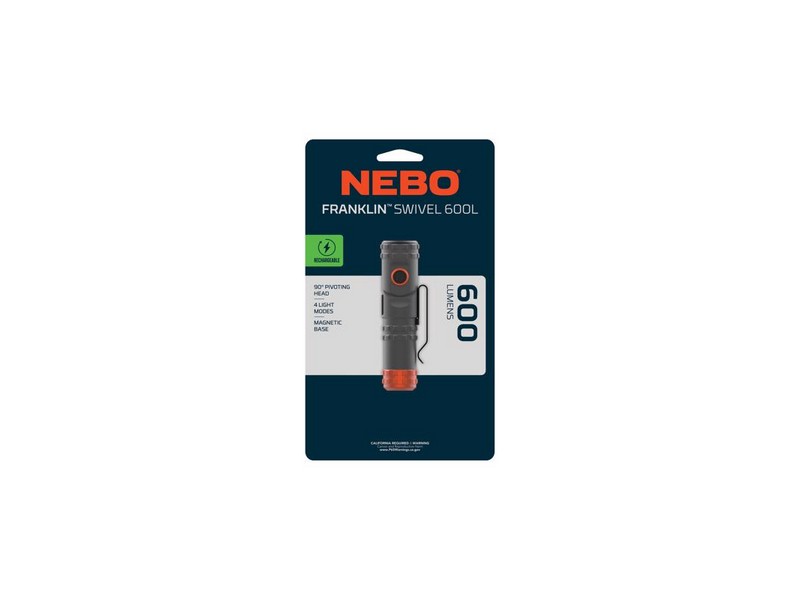 NEBO Franklin 600 lm Storm Gray LED Rechargeable Flashlight