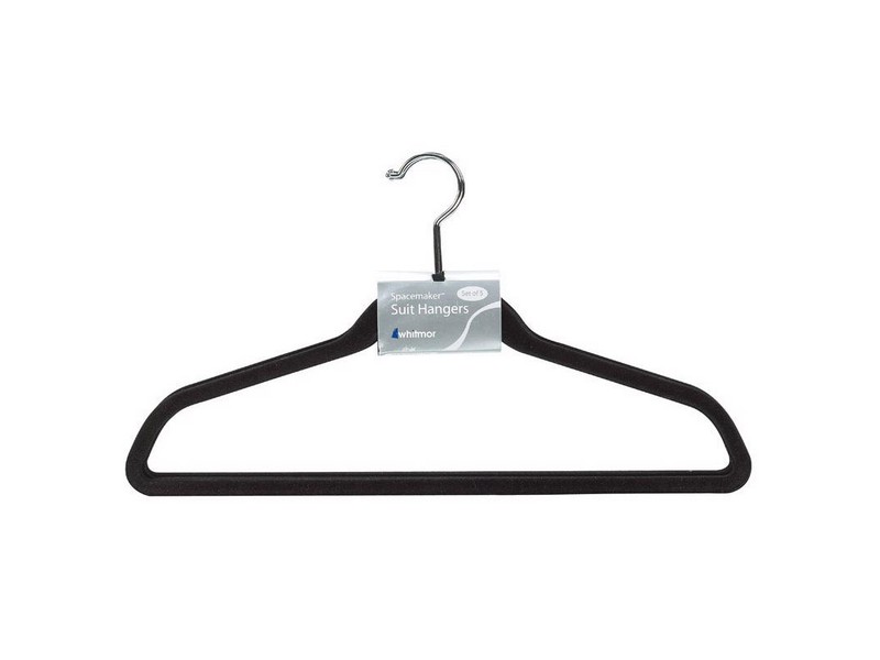 Whitmor 9-5/8 in. H X 1/4 in. W X 17-3/4 in. L Plastic Black Flocked Hanger 5 pk