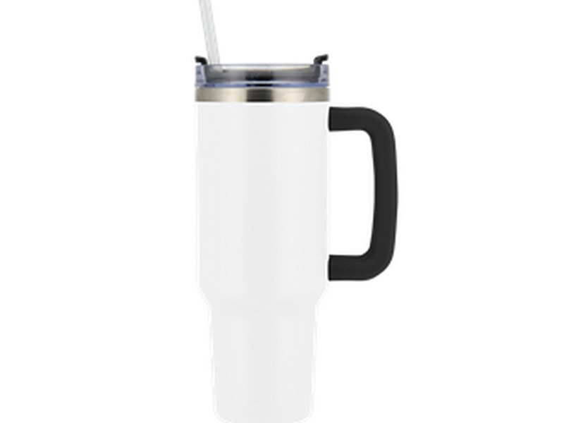 Brentwood 40oz Insulated Travel Mug Stainless Steel and White