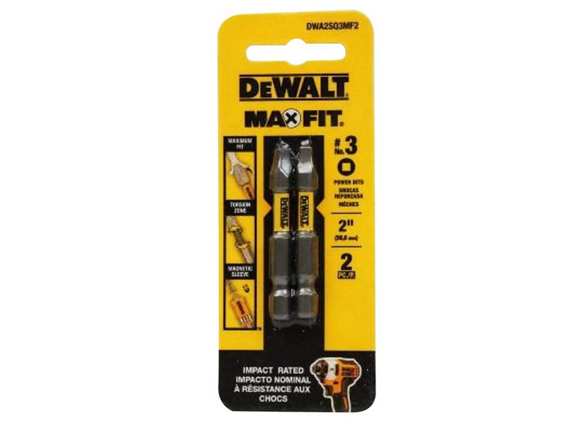 DeWalt MAXFIT Square 2 in. L SQ3 Screwdriver Bit Steel 2 pc