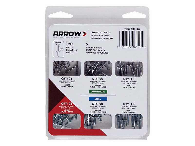 Arrow 1/8 in. D Aluminum Rivet Set Silver 120 pk