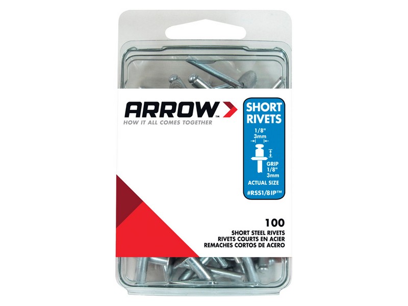 Arrow 1/8 in. D X 1/8 in. Steel Rivets Silver 100 pk