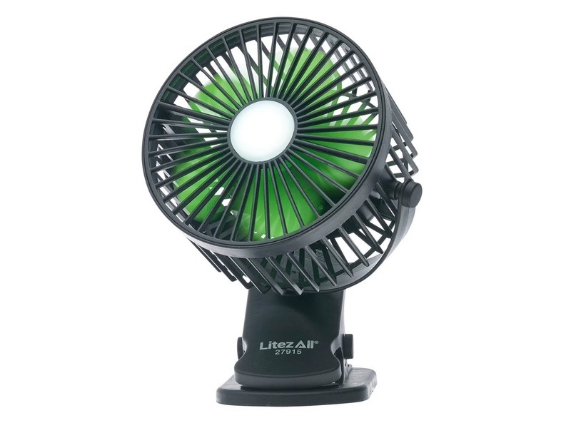 Litezall rechargeable Clip On Fan with Light