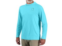 Men's Carhartt Long Sleve Sun Defender Hooded Shirt Gulf Blue