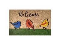 First Concept 18 in. W X 30 in. L Multicolored Welcome Birds Coir Door Mat