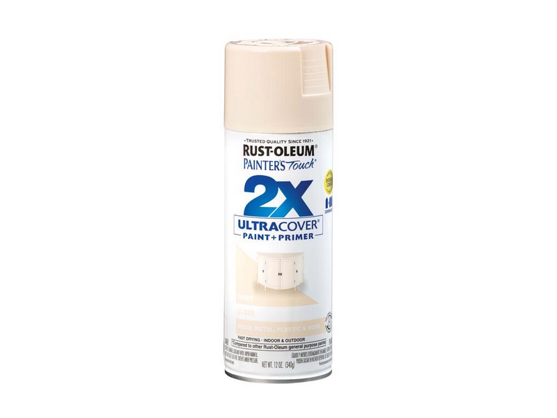 Rust-Oleum Painter's Touch 2X Ultra Cover Gloss Ivory Paint + Primer Spray Paint 12 oz