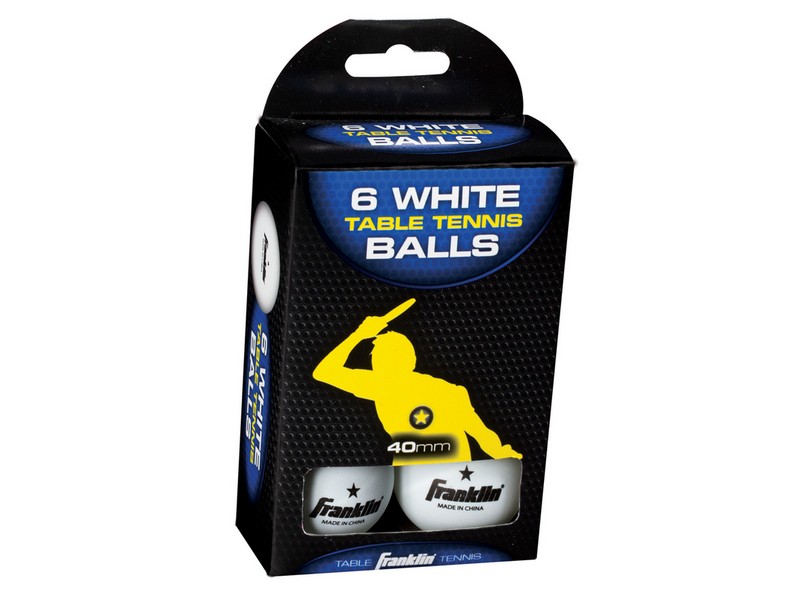 Franklin Table Tennis Balls Plastic White 6 pc