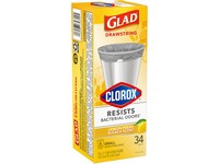 Glad 4 gal Lemon Scent Kitchen Trash Bags Drawstring 34 pk
