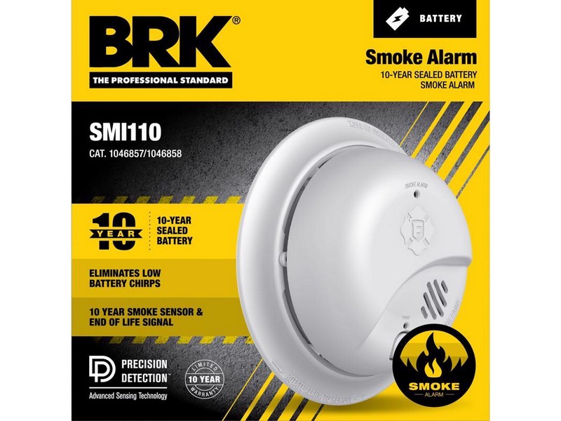 BRK 10 Year Battery-Powered Ionization Smoke Detector 1 pk