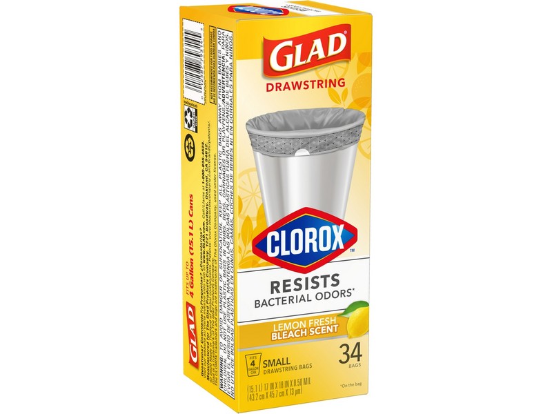 Glad 4 gal Lemon Scent Kitchen Trash Bags Drawstring 34 pk