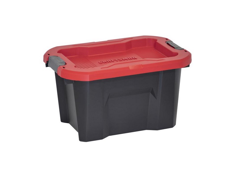 Craftsman 5 gal Black/Red Storage Tote w/Latching Lid 10.72 in. H X 11.91