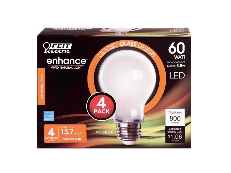 Feit Enhance A19 E26 (Medium) LED Bulb Soft White 60 Watt Equivalence 4 pk