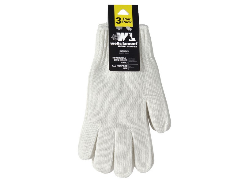 Wells Lamont Men's Reversible Work Gloves White L 3 pk
