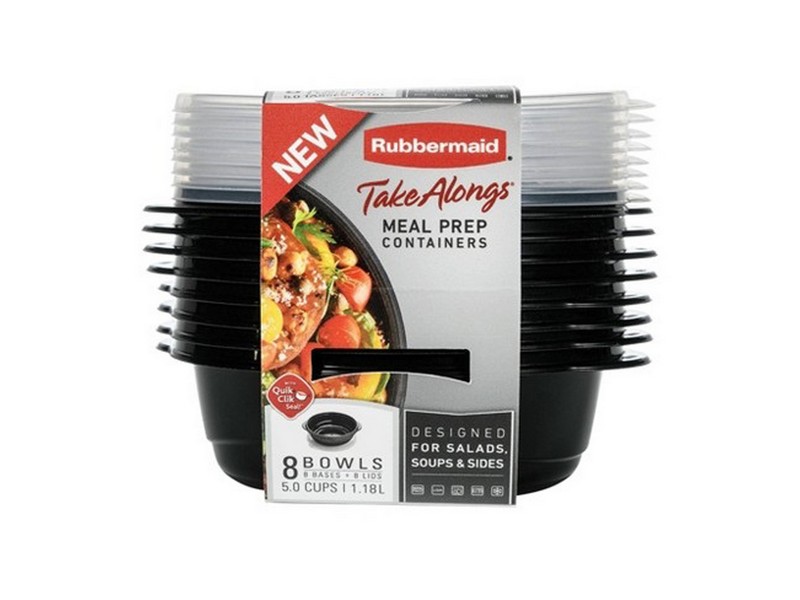Rubbermaid Take Alongs 5 cups Black Food Container and Lid 8 pk
