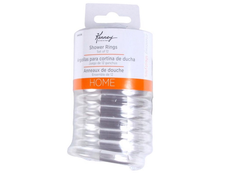 Kenney Clear Plastic Shower Curtain Rings 12 pk