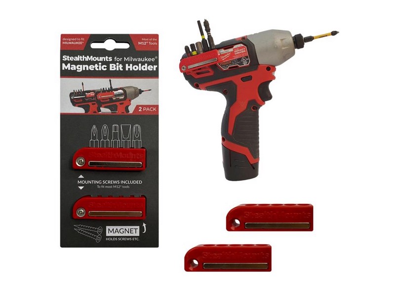 StealthMounts Milwaukee M12 Red ABS Magnetic Bit Holder 2 pk