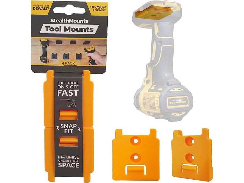 StealthMounts Dewalt Snapfit Yellow ABS Tool Holder 4 pk