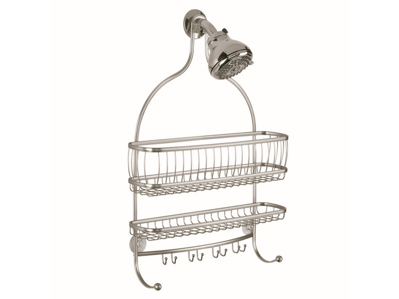 iDesign York Lyra Jumbo Silver Stainless Steel Shower Caddy