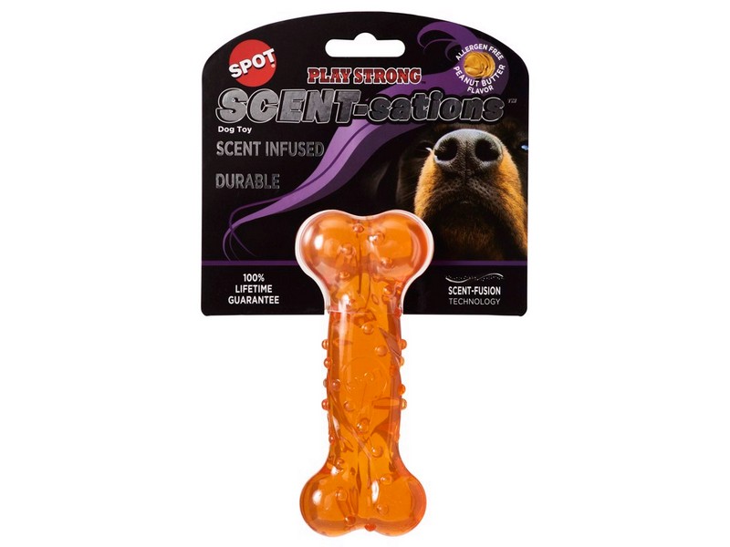 Spot Play Strong Scent-Sations Orange TPR Bone Pet Toy 5 in. 1 pk